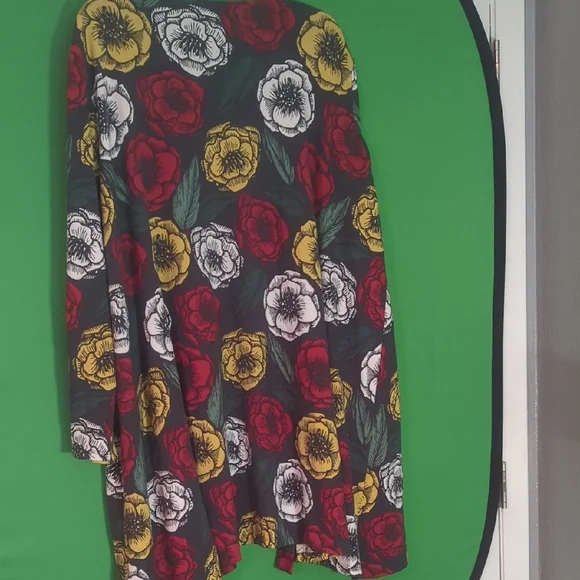 LuLaRoe Floral Open-Front Cardigan - Red, Yellow, White - Picture 3 of 4